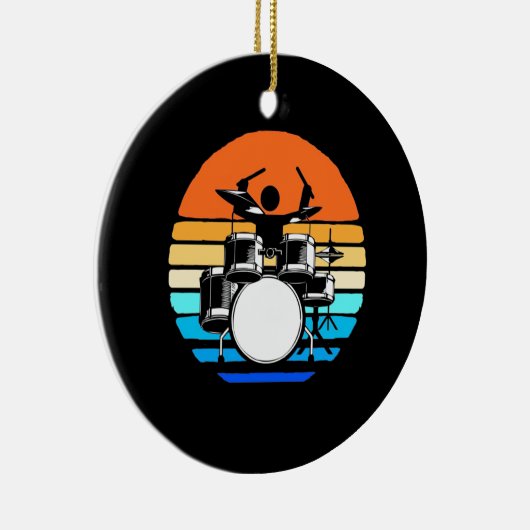 Drummer Retro Vintag Keramik Ornament (Rechts)