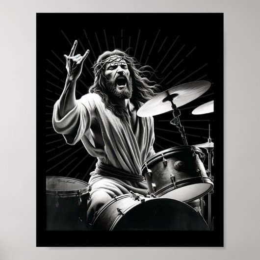Drummer Rock Jesus Drumming Poster (Vorne)