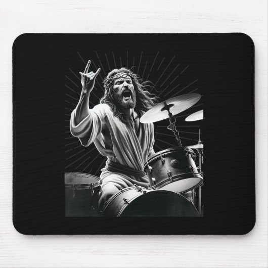Drummer Rock Jesus Trommeln Mousepad (Vorne)