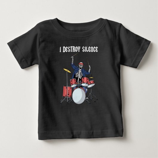 Drummer Rock Music Band Drums I Destroy Silence Baby T-shirt (Vorderseite)
