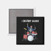 Drummer Rock Music Band Drums I Destroy Silence Magnet (Vorderseite/Rückseite)