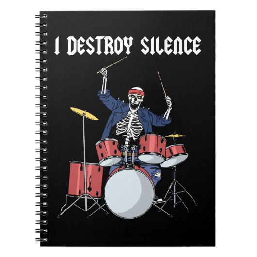 Drummer Rock Music Band Drums I Destroy Silence Notizblock (Vorderseite)