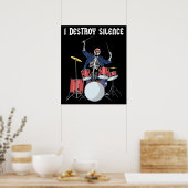 Drummer Rock Music Band Drums I Destroy Silence Poster (Küche)