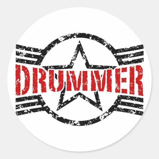 Drummer Runder Aufkleber (Vorderseite)