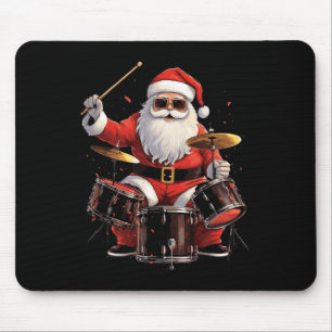 Drummer Santa Playing Drums Funny Christmas Drumme Mousepad
