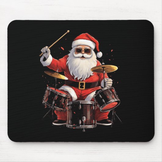 Drummer Santa Playing Drums Funny Christmas Drumme Mousepad (Vorne)
