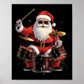 Drummer Santa Playing Drums Funny Christmas Drumme Poster (Vorne)