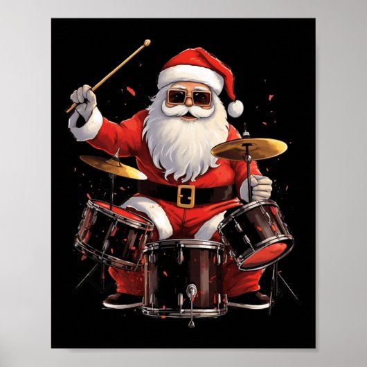 Drummer Santa Playing Drums Funny Christmas Drumme Poster (Vorne)