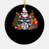 Drummer Santa Playing Trommeln Weihnachts Drumma S Keramik Ornament (Vorne)