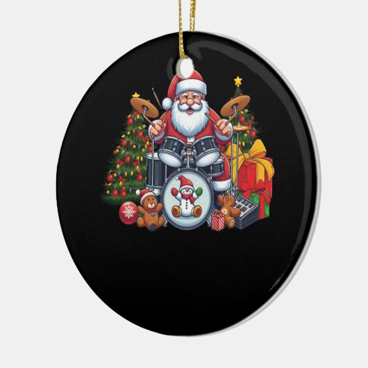 Drummer Santa Playing Trommeln Weihnachts Drumma S Keramik Ornament (Links)