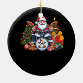 Drummer Santa Playing Trommeln Weihnachts Drumma S Keramik Ornament (Hinten)