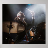 Drummer-Silhouette, dunkle Bühne Poster (Vorne)