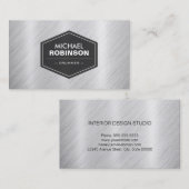 Drummer - Silver Metallic Look Visitenkarte (Vorne/Hinten)