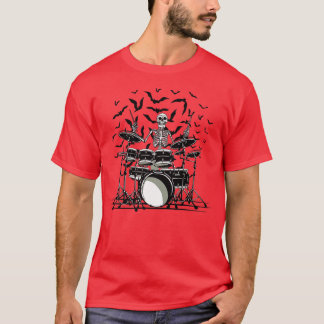 Drummer Skeleton Drumming Drum Player T-Shirt