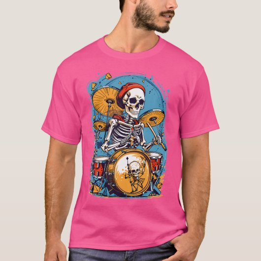 Drummer Skelett für Halloween Graph T-Shirt (Vorderseite)