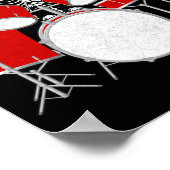 Drummer Skeletton Drummer Musician Drumsticks Poster (Ecke)