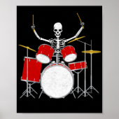 Drummer Skeletton Drummer Musician Drumsticks Poster (Vorne)
