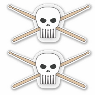 Drummer Skull und Crossed Drum Sticks Musiker Aufkleber