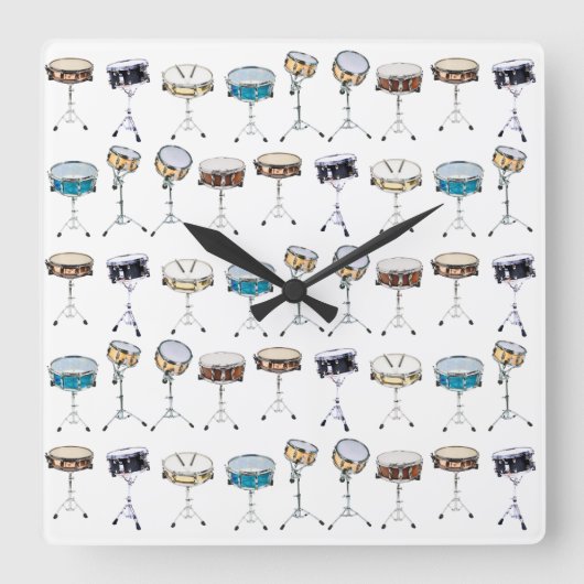 Drummer Snare Drum Drumline Percussionist Timing Quadratische Wanduhr (Vorderseite)