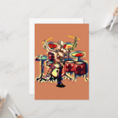 Drummer spielt sein Drum Set Karte (Vorderseite/Rückseite Beispiel)