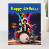 Drummer spielt sein heißes Drum Set Karte (Vorderseite)