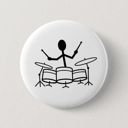 Drummer Strichmännchen Button (Vorderseite)