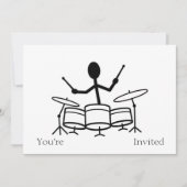 Drummer Strichmännchen Einladung (Vorderseite)