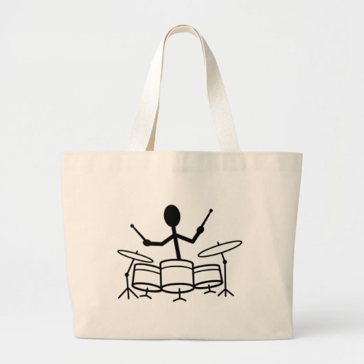 Drummer Strichmännchen Jumbo Stoffbeutel (Vorne)