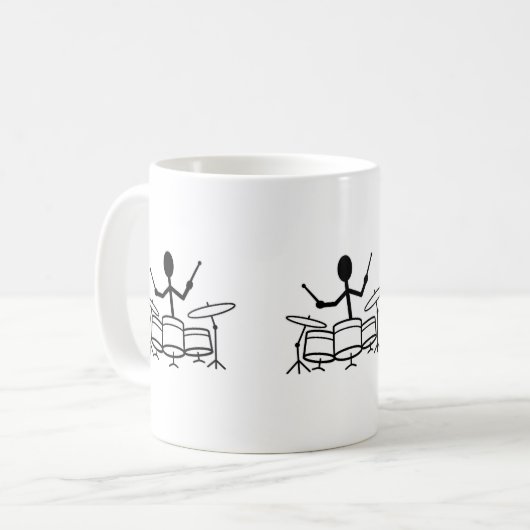 Drummer Strichmännchen Kaffeetasse (Vorderseite Links)