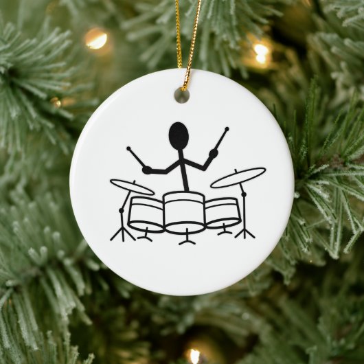 Drummer Strichmännchen Keramik Ornament (Baum)