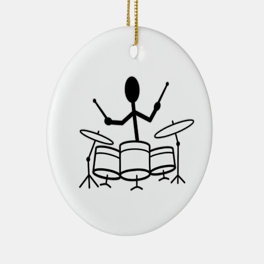 Drummer Strichmännchen Keramik Ornament (Rechts)