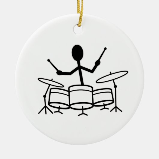 Drummer Strichmännchen Keramik Ornament (Vorne)