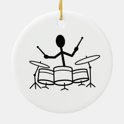 Drummer Strichmännchen Keramik Ornament (Hinten)