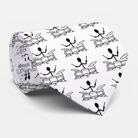 Drummer Strichmännchen Krawatte (Gerollt)