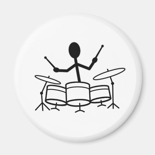 Drummer Strichmännchen Magnet (Vorne)