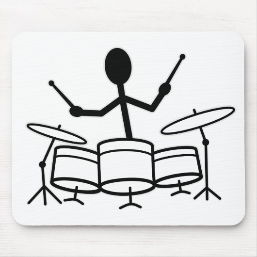 Drummer-Strichmännchen Mousepad (Vorne)