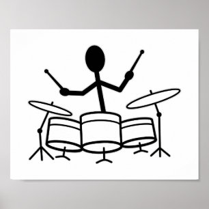 Drummer Strichmännchen Poster
