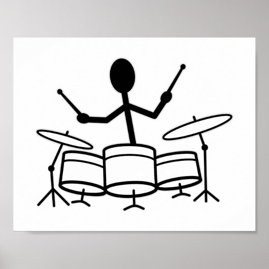 Drummer Strichmännchen Poster (Vorne)