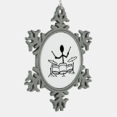 Drummer Strichmännchen Schneeflocken Zinn-Ornament (Links)