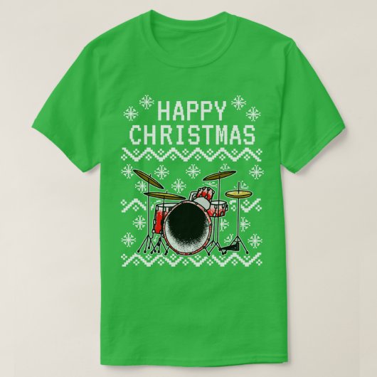 Drummer Ugly Christmas Musician Drum Lehrer T-Shirt (Design vorne)