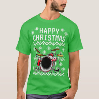 Drummer Ugly Christmas Musician Drum Lehrer T-Shirt
