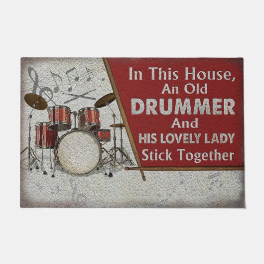 Drummer und ein schöner Lady Stick zusammen Funny  Fußmatte (Vorderseite)