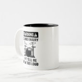 Drummer Warning Zweifarbige Tasse (Vorderseite Links)
