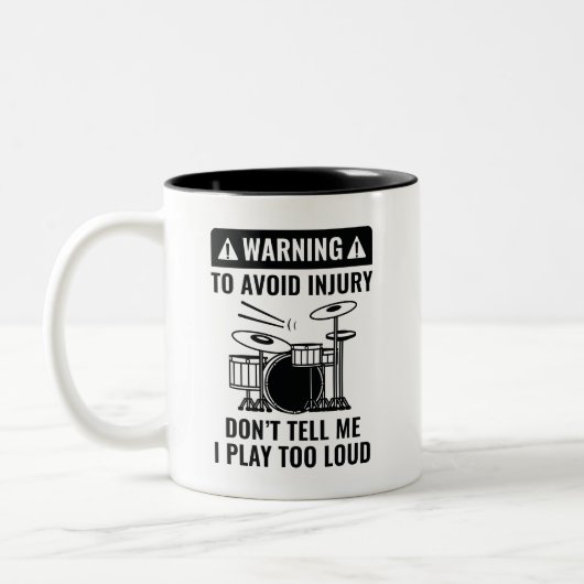 Drummer Warning Zweifarbige Tasse (Links)