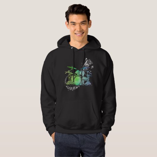 Drummer Watercolor Drummer Musiker Drumsticks Hoodie (Vorne ganz)