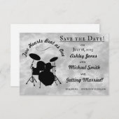 Drummer Wedding Rock & Roll Save the Date Drum Kit RSVP Karte (Vorne/Hinten)