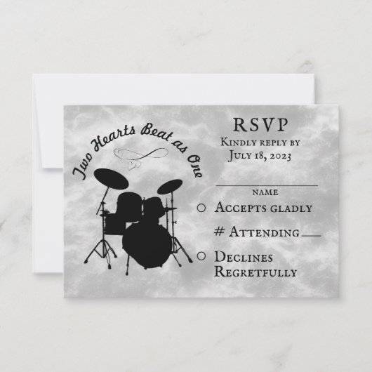Drummer Wedding RSVP Musician Wedding Drum Kit Karte (Vorderseite)