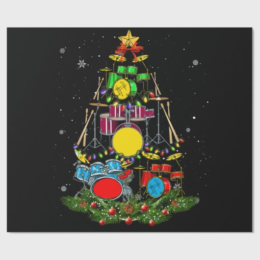Drummer Weihnachtsgeschenk Drum Drummer Xmas Geschenkpapier (Flach)