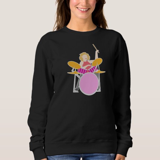 Drummer Woman Design for Band Musicians Sweatshirt (Vorderseite)