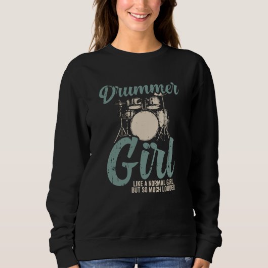 Drummermädchen| Schlagzeug Sweatshirt (Vorderseite)